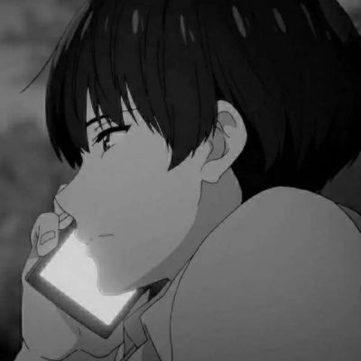 动漫黑白男生头像伤感