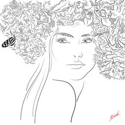 俄罗斯艺术家的极简黑白线描美女人体