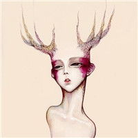 我是一只鹿纯真个性鹿角美女头像