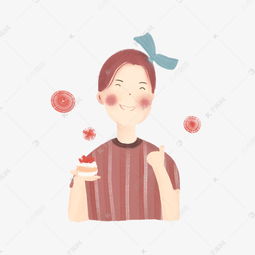 小清新手绘吃蛋糕的小女孩素材图片免费下载千库网