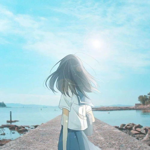 动漫女头蓝色系手绘女生头像