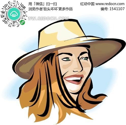 手绘戴帽子的美女头像eps素材免费下载红动中国