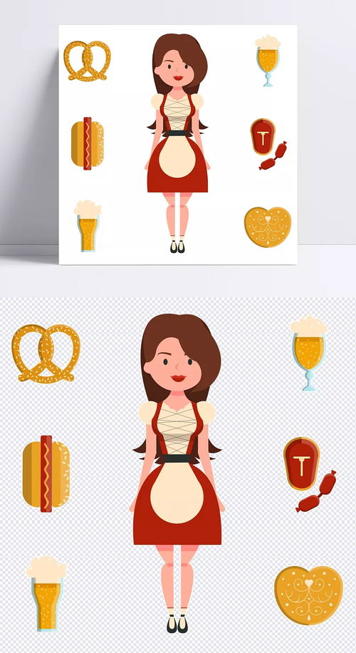 手绘卡通女人元素png,蛋糕,卡通女人,免扣元素,食物,手绘,透明素材短发女孩