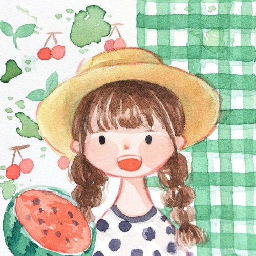 甜词水彩手绘卡通小清新插画头卡通动漫头像我要个性网