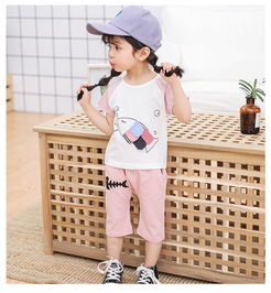 童套装2018夏季新款男女童卡通贴布短袖套装幼小童两件套