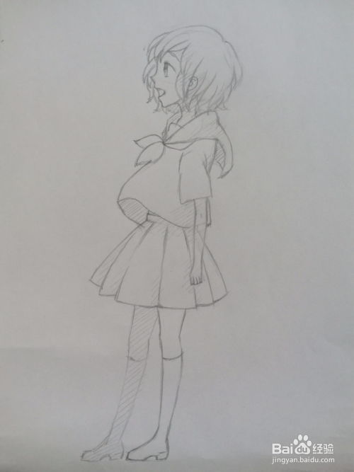 短发水手服动漫少女手绘线稿教程