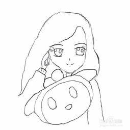 学画简笔画11q版女孩拿抱枕画法