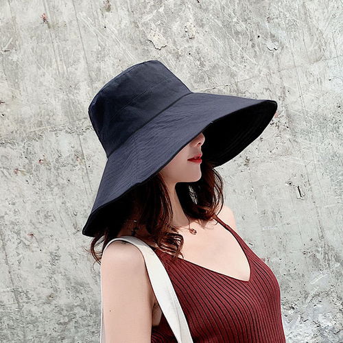 太阳帽女夏韩版遮脸大檐凉帽遮阳帽女防晒防紫外线可折叠渔夫帽女