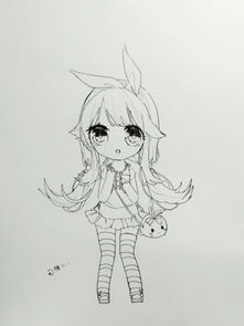 手绘线稿女孩q版