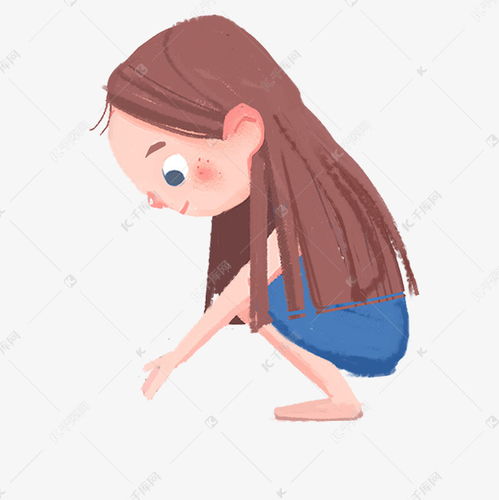 蹲下的女孩子插画png免抠素材图片免费下载千库网