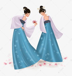中国风手绘采花的少女素材图片免费下载高清psd千库网图片编号11352128