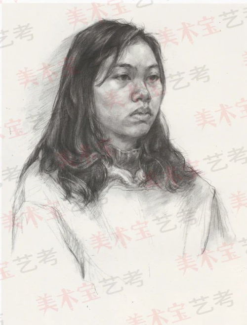 中国美术学院真题高分卷素描半身像头像篇