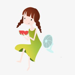 在吃西瓜的可爱小女孩免抠图图片素材其他格式下载动漫人物大全