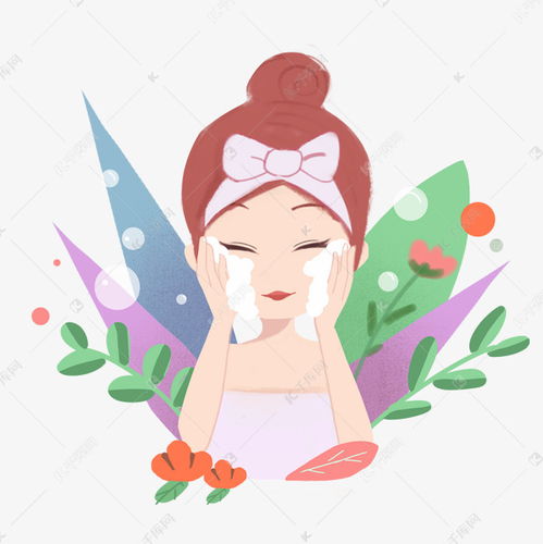 美容小清新可爱手绘洗脸的女孩免扣素材图片免费下载千库网