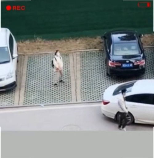 女子人肉占车位,车主下车理论无果,最后直接上车教做人
