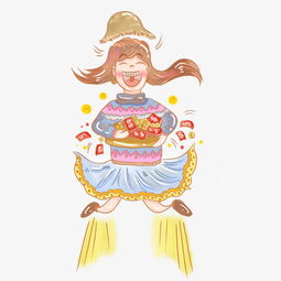 财运系列彩色手绘插画风一夜暴富发财女生图片素材其他格式下载动漫人物大全