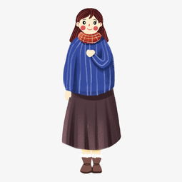 手绘可爱冬天长衣少女插画图片素材其他格式下载动漫人物大全
