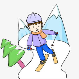 滑雪头像女水彩画卡通