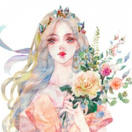 美若天仙插画女生头像,穿婚纱戴皇冠的女生