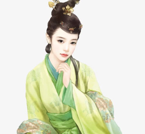 手绘中国风青衣女子免抠素材平面电商创意素材png素材素材