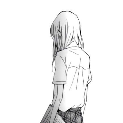 黑白qq头像卡通少女背影