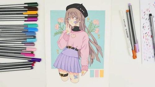 治愈系女生插画手绘教程