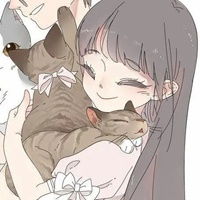 女生头像猫咪卡通少女与猫咪的女生头像