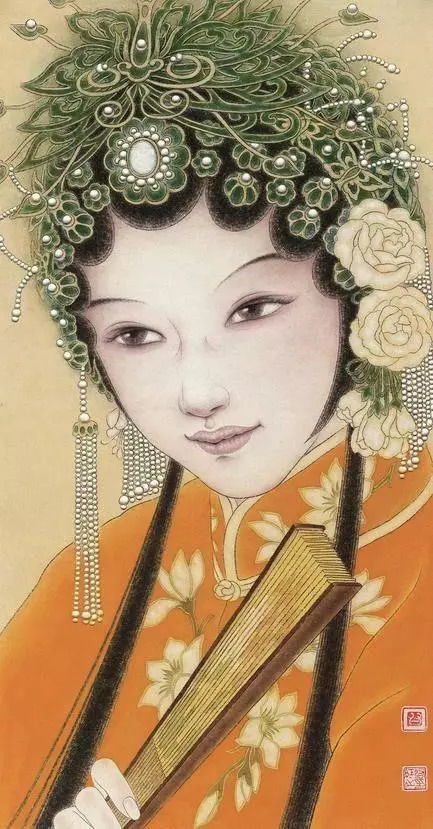 最美不过初相遇,锦衣少年美人羞付洛红工笔戏曲人物欣赏