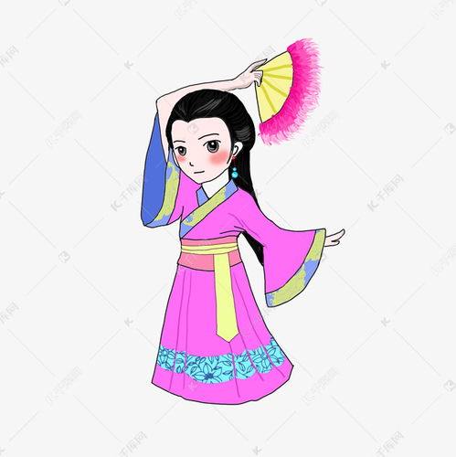 美女人物古风古装手绘q版跳舞的人素材图片免费下载千库网