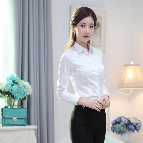春秋白衬衫女长袖职业装大码工作服面试正装白衬衣女修身韩版打底