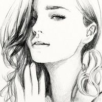 来几张类似素描的女生头像