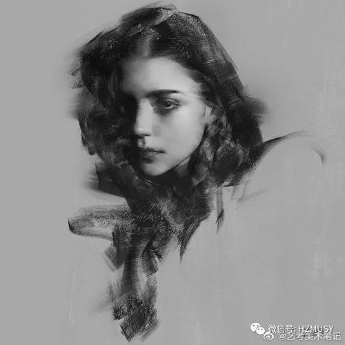 炭笔人物作品,美女素描头像集,这光影,真是大爱了