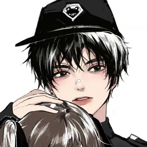 手绘情侣头像女孩与狼系男友