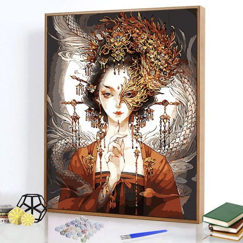 diy数字油画定制卧室花宴少女大幅填色画手绘油彩画北欧ins装饰画