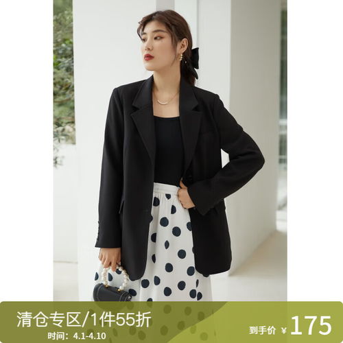朗姿复古法式设计感小众气质高级感外套女2024年夏季休闲西装黑色2xl