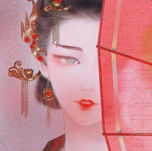 意境古风漫画女生头像芙蓉不及美人妆水殿风来珠翠香