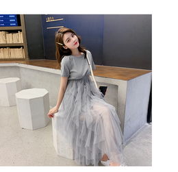 连衣裙女2019超仙新款女装韩版夏季气质甜美不规则网纱长裙ws
