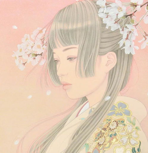 日本女画家的工笔画和服女子,有别致的美