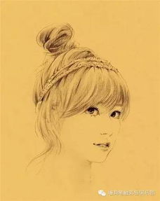 一组漂亮的女生线描肖像