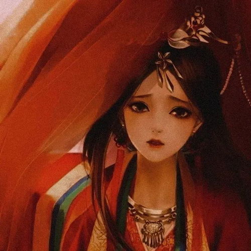 胶片风红色滤镜古风女头从此春秋两不沾,风月不相关