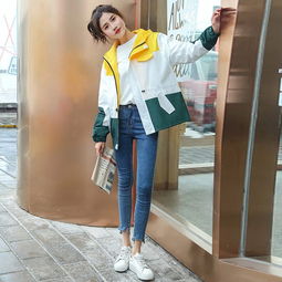 2018春季原宿bf风学生外套女韩版港风工装风衣短款拼色宽松上衣