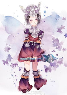 原创清新水彩少女古风剑三插画