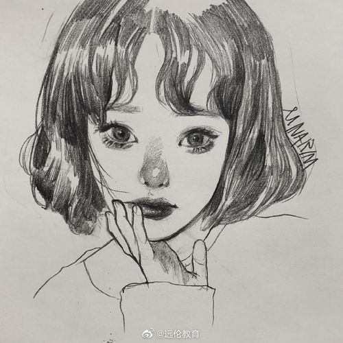 速写少女头像图minarimdrawing