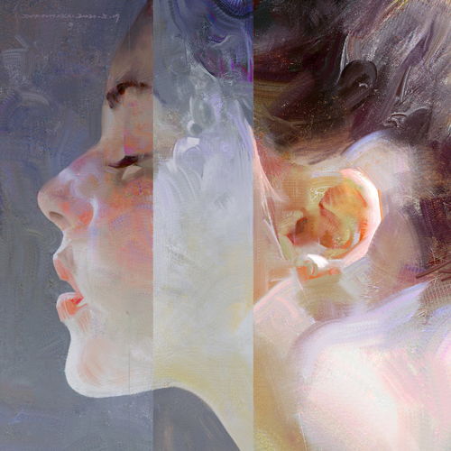 高级油画质感插画作品,笔下的白衣少女太梦幻了