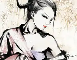 复古头像女生手绘头像ps