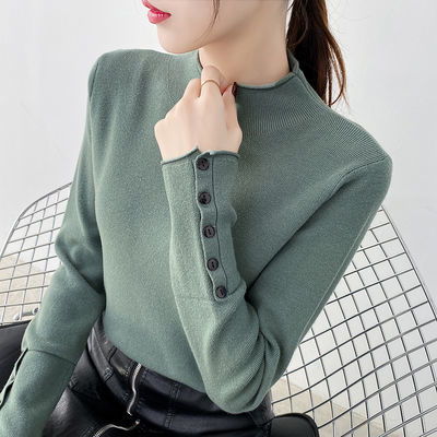 针织短款秋季高腰圆领小个子毛衣女上衣女打底衫长袖修身