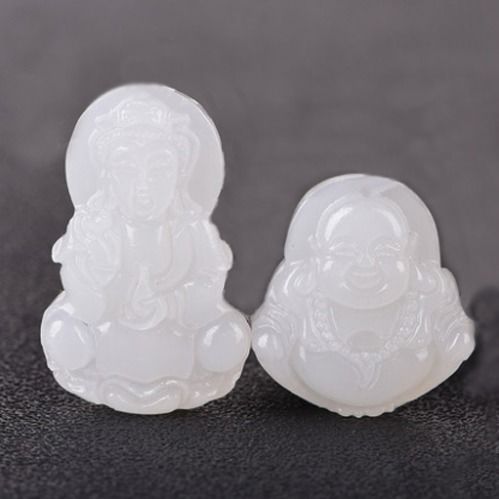 开光正品新疆白玉吊坠阿富汗白玉观音佛吊坠男女款玉石项链吊坠