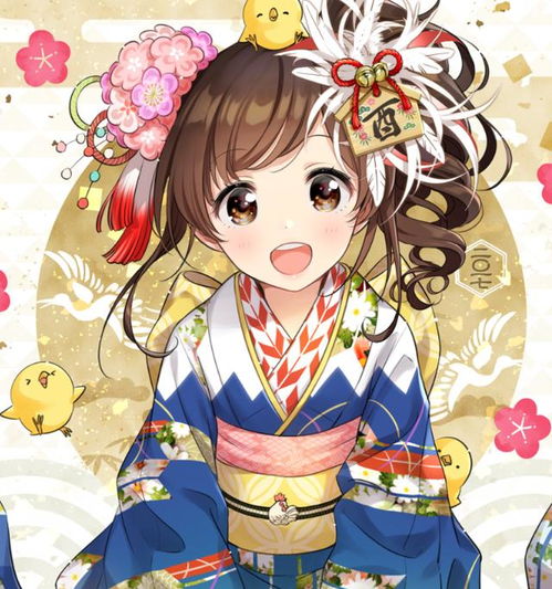 二次元动漫美图欣赏身穿和服,明艳动人的女生,活泼开朗惹人爱