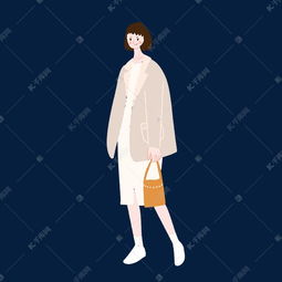手绘卡通矢量简约3.8女生节短发优雅长裙少女素材图片免费下载千库网