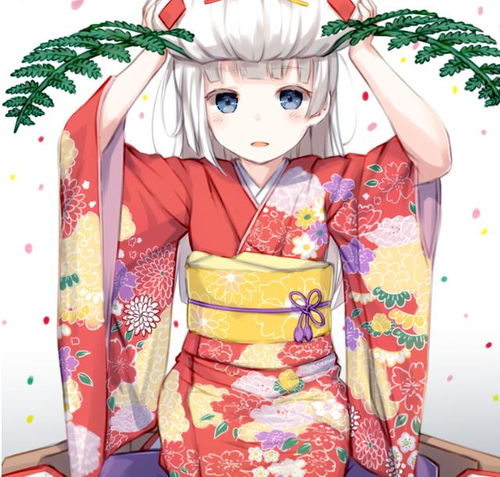 二次元和风动漫美图身穿华丽和服,容光照人的漂亮小姑娘